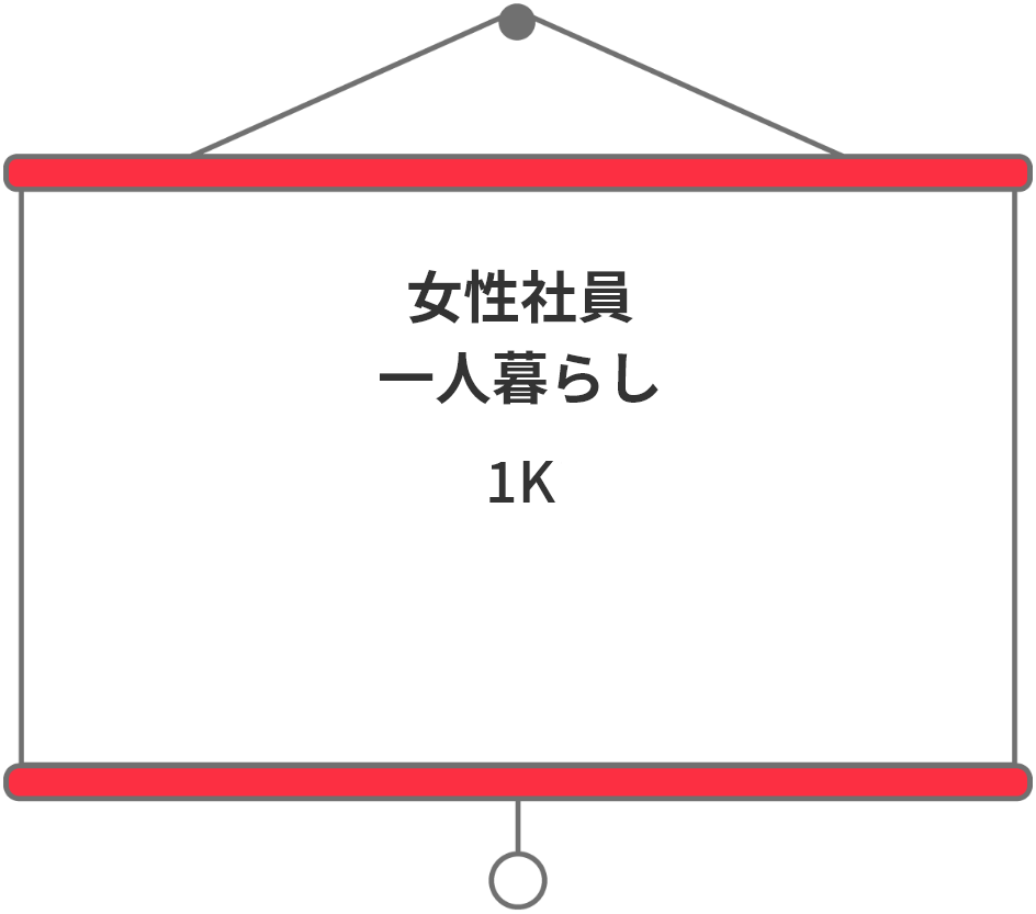 女性社員一人暮らし 1K